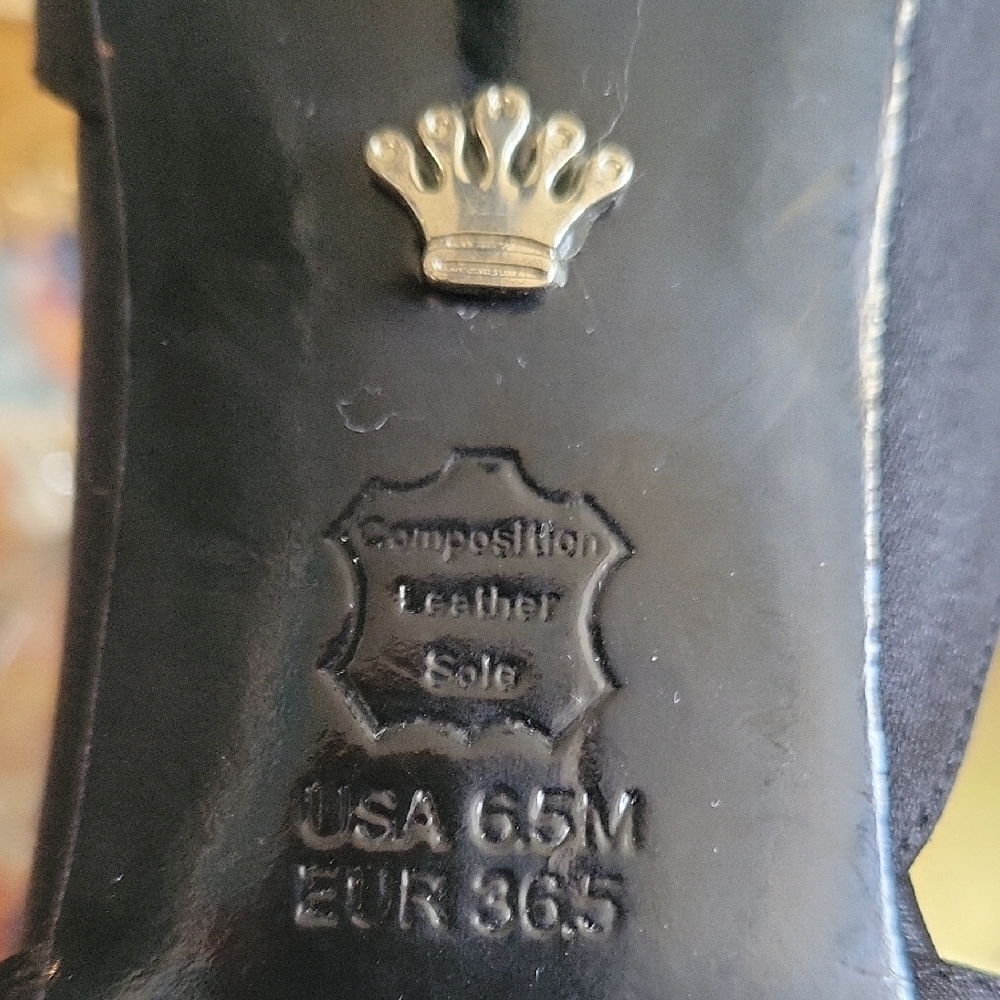 Nina Black Satin d'Orsay Heels with Rhinestone Detailing - Picture 12 of 12